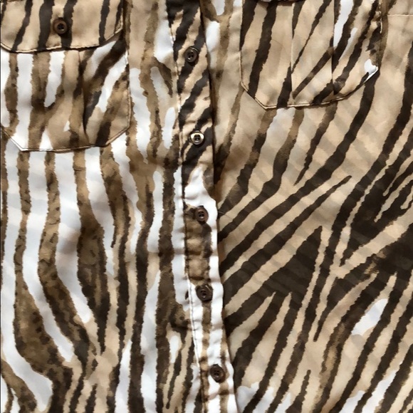 🌼 Sheer Animal Print Button Down Blouse - Size M - Picture 3 of 12